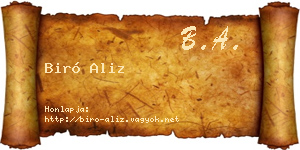 Biró Aliz névjegykártya