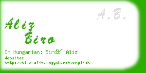 aliz biro business card